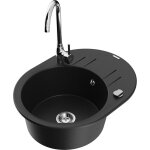 Mexen - kevin �vier en granit 1 bac avec �gouttoir et robinet de cuisine telma, noir - 6517 - 77 - 670200 ...