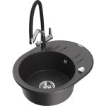 Mexen - kevin vier en granit  1 bac avec mitigeur cuisine duo, noir mouchet - 6517 - 76 - 671701 - ...