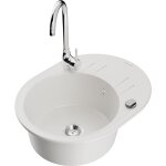 Mexen - kevin �vier en granit 1 cuve avec �gouttoir et robinet de cuisine telma, blanc - 6517 - 20 - ...