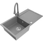 Mexen - leo �vier de cuisine en granit 1 bac avec �gouttoir et mitigeur de cuisine elia, gris - 6501 ...