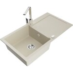 Mexen - leo �vier de cuisine en granit 1 bac avec �gouttoir et robinet rita, beige - 6501 - 69 - 670300 ...