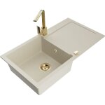 Mexen leo vier de cuisine en granit 1 bac avec gouttoir et robinet rita, beige - 6501 - 69 - 670300 ...