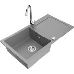 Mexen - leo vier en granit 1 bac avec gouttoir et mitigeur de cuisine telma, gris - 6501 - 71 - 670200 ...