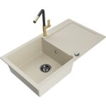 Mexen - leo �vier en granit 1 bac avec �gouttoir et robinet cuisine flora, beige - 6501 - 69 - 670401 ...