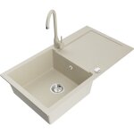 Mexen - leo vier granit 1 bac avec gouttoir et robinet cuisine telma, beige - 6501 - 69 - 670200 - ...