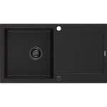 Mexen - leo vier en granit  1 cuve avec gouttoir 900 x 500 mm, noir, siphon noir - 6501901010 - 77 ...