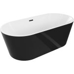 Mexen - luna baignoire autoportante 140 x 75 cm, blanc / noir, trop - plein noir - 52031407575 - 70