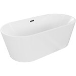 Mexen - luna baignoire autoportante 140 x 75 cm, blanche, trop - plein noir - 52031407500 - 70