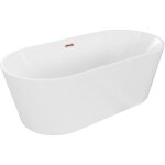 Mexen luna baignoire autoportante 160 x 75 cm, blanche, trop - plein en or rose - 52031607500 - 60