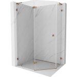 Mexen - lunar l cabine de douche pentagonale pivotante gauche 100 x 80 cm, transparent, or rose - 831l ...