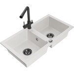 Mexen - mario �vier de cuisine 2 bacs avec mitigeur duero, blanc - 6504 - 20 - 671600 - 70