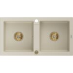 Mexen - mario évier en granit à 2 cuves 820 x 436 mm, beige, siphon or - 6504822000 - 69 - g Mexen - mario évier en granit à 2 cuves 820 x 436 mm, beige, siphon or - 6504822000 - 69 - g