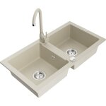 Mario évier en granit à 2 cuves avec robinet mélangeur telma, beige - 6504 - 69 - 670200 - 69 - mexen ... Mario évier en granit à 2 cuves avec robinet mélangeur telma, beige - 6504 - 69 - 670200 - 69 - mexen ...