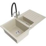Matias évier en granit 1, 5 bac avec égouttoir et mitigeur duo, beige - 6502 - 69 - 671701 - 07 - mexen ... Matias évier en granit 1, 5 bac avec égouttoir et mitigeur duo, beige - 6502 - 69 - 671701 - 07 - mexen ...