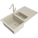 Mexen matias vier en granit 1, 5 bac avec gouttoir et mitigeur flora, beige - 6502 - 69 - 670401 - ...