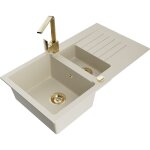 Mexen - matias évier en granit 1, 5 - bac avec égouttoir et robinet de cuisine rita, beige - 6502 - 69 ... Mexen - matias évier en granit 1, 5 - bac avec égouttoir et robinet de cuisine rita, beige - 6502 - 69 ...