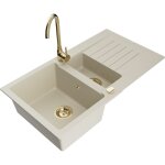 Mexen - matias évier en granit 1, 5 bac avec égouttoir et robinet de cuisine telma, beige - 6502 - 69 ... Mexen - matias évier en granit 1, 5 bac avec égouttoir et robinet de cuisine telma, beige - 6502 - 69 ...