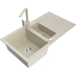 Mexen - matias évier en granit 1, 5 - bac avec égouttoir et robinet rita, beige - 6502 - 69 - 670300 ... Mexen - matias évier en granit 1, 5 - bac avec égouttoir et robinet rita, beige - 6502 - 69 - 670300 ...