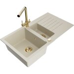 Mexen - matias �vier en granite 1, 5 bac avec �gouttoir et robinet cuisine duero, beige - 6502 - 69 - ...
