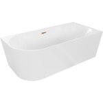 Mexen mia baignoire autoportante d'angle droite 140 x 75 cm, blanche, trop - plein or rose - 52691407500p ...