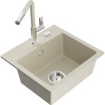Mexen milo évier en granit à 1 cuve avec robinet mélangeur flora, beige - 6505 - 69 - 670401 - 09 Mexen milo évier en granit à 1 cuve avec robinet mélangeur flora, beige - 6505 - 69 - 670401 - 09