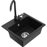 Mexen - milo vier en granit  1 cuve et robinet mlangeur telma, noir - 6505 - 77 - 670200 - 70