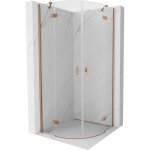 Mexen - mist cabine de douche demi - ronde pivotante 80 x 80 cm, transparent, cuivre bross - 8a33 - ...