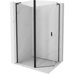 Mexen - mist l cabine de douche pentagonale asymtrique battante 100 x 80 cm, transparent, noir - 8a8l ...