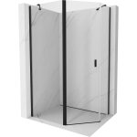 Mexen - mist cabine de douche pentagonale asym�trique pivotante 100 x 80 cm, transparent, noire - 8a8 ...