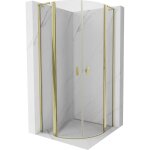 Mexen - mist l cabine de douche quart de cercle pivotante 90 x 90 cm, transparent, or - 8a32l - 090 - ...