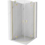 Mexen - mist cabine de douche semi - circulaire pivotante 90 x 90 cm, transparent, or bross - 8a33 - ...