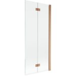 Mexen - mist paravent de baignoire  2 battants droit 80 x 150 cm, transparent, cuivre bross - 8a9 - ...