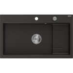 Mexen - omar �vier en granit 1 bac 800 x 480 mm, noir / dor� m�tallis�, siphon chrom� - 6520801005 - ...