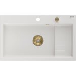 Mexen - omar �vier en granit 1 cuve 800 x 480 mm, blanc, siphon dor� - 6520801005 - 20 - g