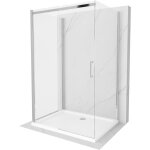 Mexen omega cabine de douche 3 cts, coulissante 140 x 90 cm, transparent, chrome + receveur plat - ...