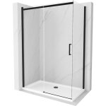 Mexen - omega cabine de douche coulissante 140 x 80 cm, transparent, noir + receveur flat, blanc - 825 ...