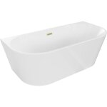 Mexen - oval baignoire autoportante murale 170 x 80 cm, blanche, trop - plein en or bross� - 52671708000 ...