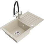 Mexen - pablo vier de cuisine 1 bac avec gouttoir et robinet duo, beige - 6510 - 69 - 671701 - 07