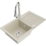 Mexen - pablo �vier en granit 1 bac avec �gouttoir et mitigeur cuisine elia, beige - 6510 - 69 - 670101 ...