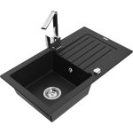 Mexen - pablo vier en granit 1 - bac avec gouttoir et mitigeur rita, noir - 6510 - 77 - 670300 - 00 ...