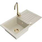 Mexen - pablo vier en granit 1 bac avec gouttoir et mitigeur telma, beige - 6510 - 69 - 670200 - 50 ...