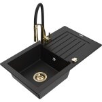 Mexen - pablo �vier en granit 1 bac avec �gouttoir et robinet de cuisine aster, noir - 6510 - 77 - 73450 ...