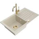 Mexen - pablo �vier en granit 1 bac avec �gouttoir et robinet de cuisine carla, beige - 6510 - 69 - 670700 ...