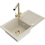 Mexen - pablo �vier en granit 1 bac avec �gouttoir et robinet de cuisine duero, beige - 6510 - 69 - 671600 ...