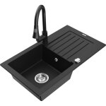 Mexen - pablo �vier en granit 1 bac avec �gouttoir et robinet de cuisine elia, noir - 6510 - 77 - 670101 ...