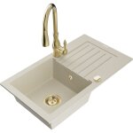 Mexen - pablo �vier en granit 1 bac avec �gouttoir et robinet cuisine savita, beige - 6510 - 69 - 672601 ...