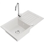 Mexen - pablo vier granit 1 bac avec gouttoir et robinet de cuisine telma, blanc - 6510 - 20 - 670200 ...