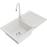 Mexen - pablo vier en granit 1 bac avec gouttoir et robinet de cuisine telma, blanc - 6510 - 20 - 670200 ...