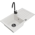 Mexen - pablo �vier en granit 1 bac avec �gouttoir et robinet de cuisine telma, blanc - 6510 - 20 - 670200 ...