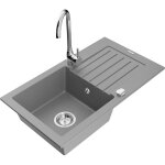 Mexen - pablo vier en granit  1 bac avec gouttoir et robinet de cuisine telma, gris - 6510 - 71 - ...